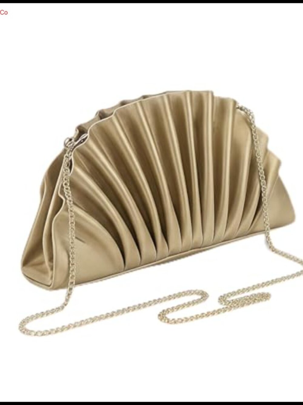 Pleated Fan-Shaped Clutch with Chain Strap Evening Bag